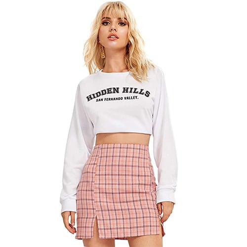 WDIRARA Split Front Plaid Skirt