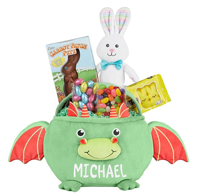This premade Easter basket for kids includes plush toys and candy.