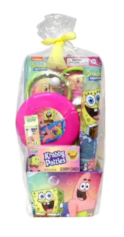 This premade Easter basket includes Spongebob toys.