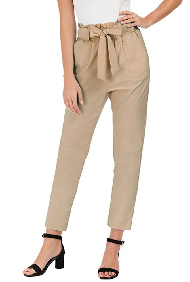 GRACE KARIN Cropped Paper Bag-Waist Pants