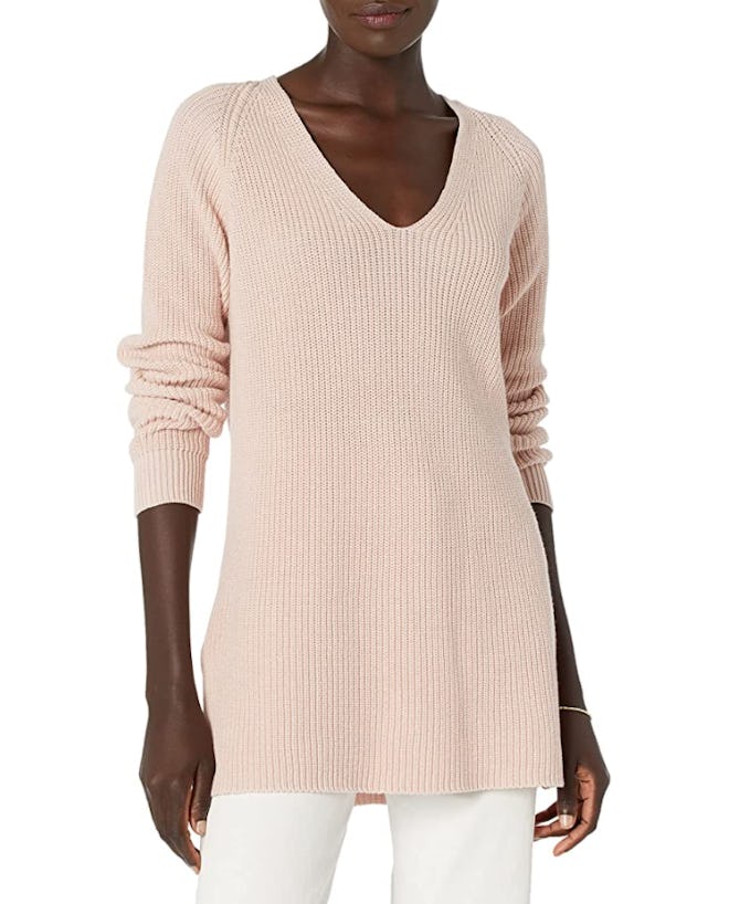 Goodthreads Cotton Shaker Stitch Deep V-Neck Sweater