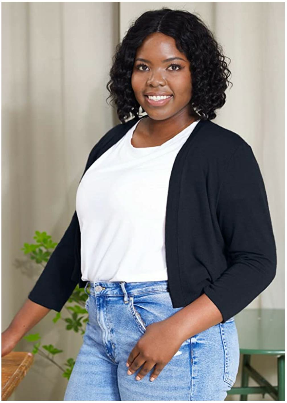 AusLook Open Front Cropped Cardigan