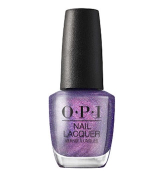 OPI's Leonardo's Model is a glitter-infused purple nail polish perfect for late winter.