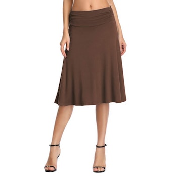 Urban CoCo Ruched Waist Stretchy Flared Skirt