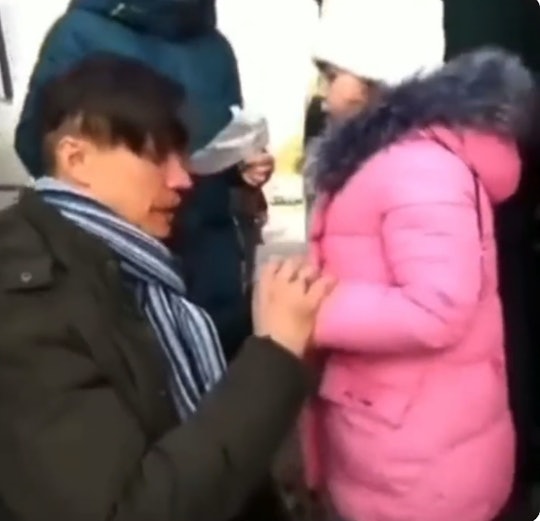 A video of a Ukrainian father saying goodbye to his daughter has given social media a glimpse into t...