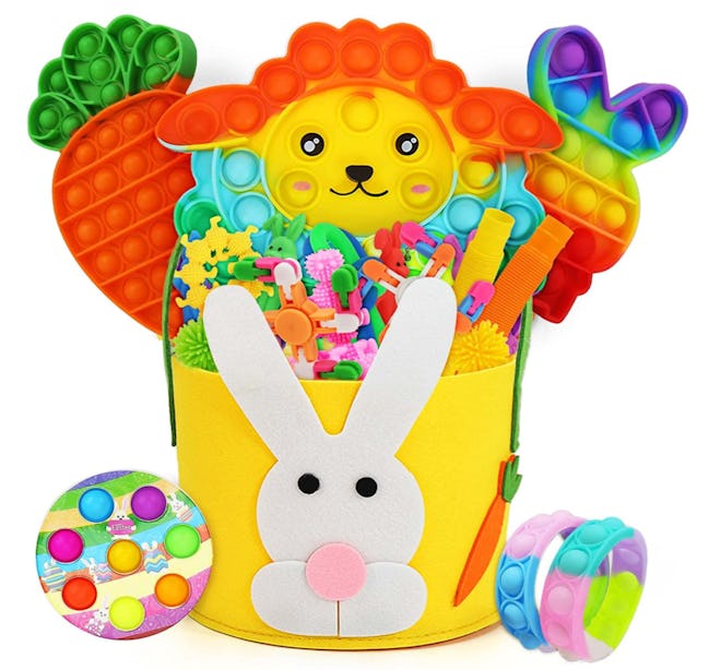 This premade Easter basket for kids is filled with fidget toys.