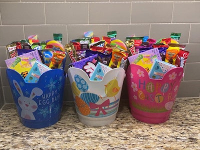 These pre-filled Easter baskets for kids include snacks and candy.