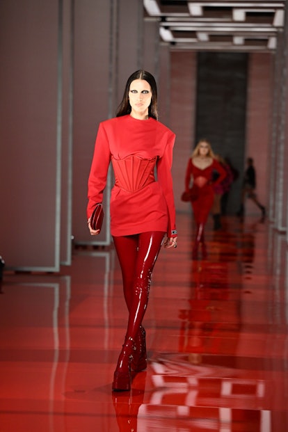 Bella Hadid walks the runway at the Versace Fall/Winter 2022 runway show.