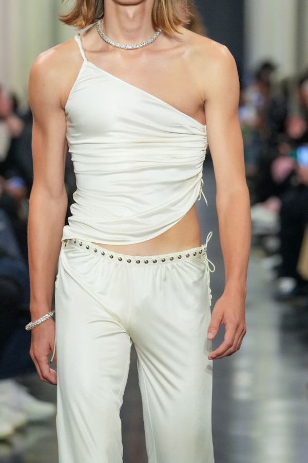 model wearing sexy clothing from ludovic de saint sernin in spring summer 2022 show