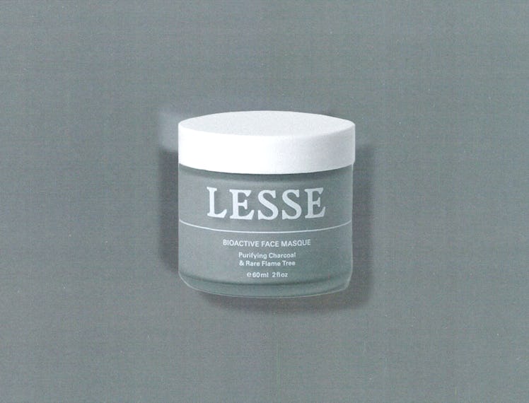 a jar of clay face mask from the brand Lesse, against a grey background