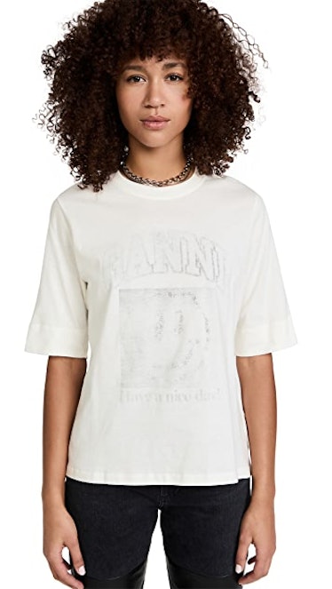 GANNI's Light Cotton Jersey Basic Tee is an easygoing graphic top that everyone needs. 