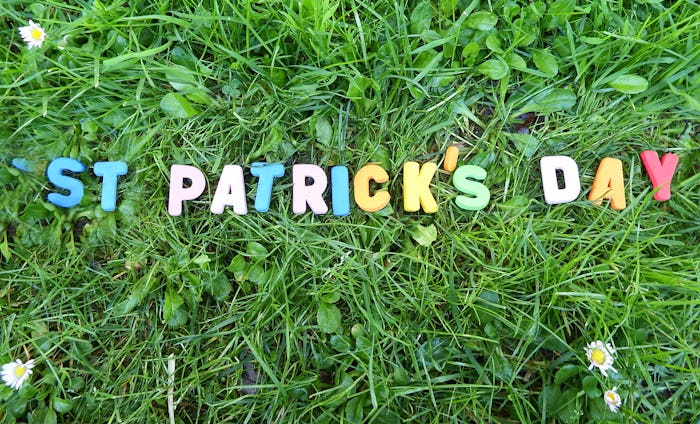 happy st. patrick's day message written on the grass