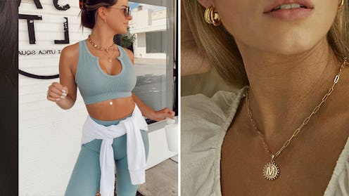 Trendy bargains on Amazon - a blue bra and an Ursteel Layered initial coin necklace