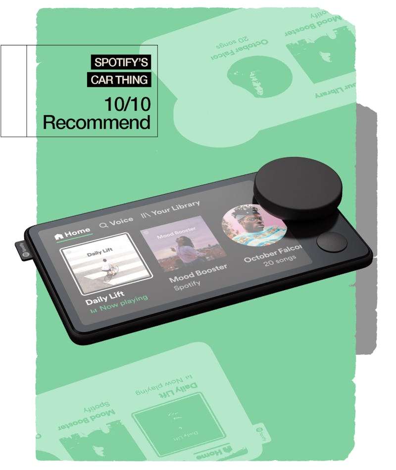A review of Spotify's Car Thing, a voice-activated Bluetooth music player.