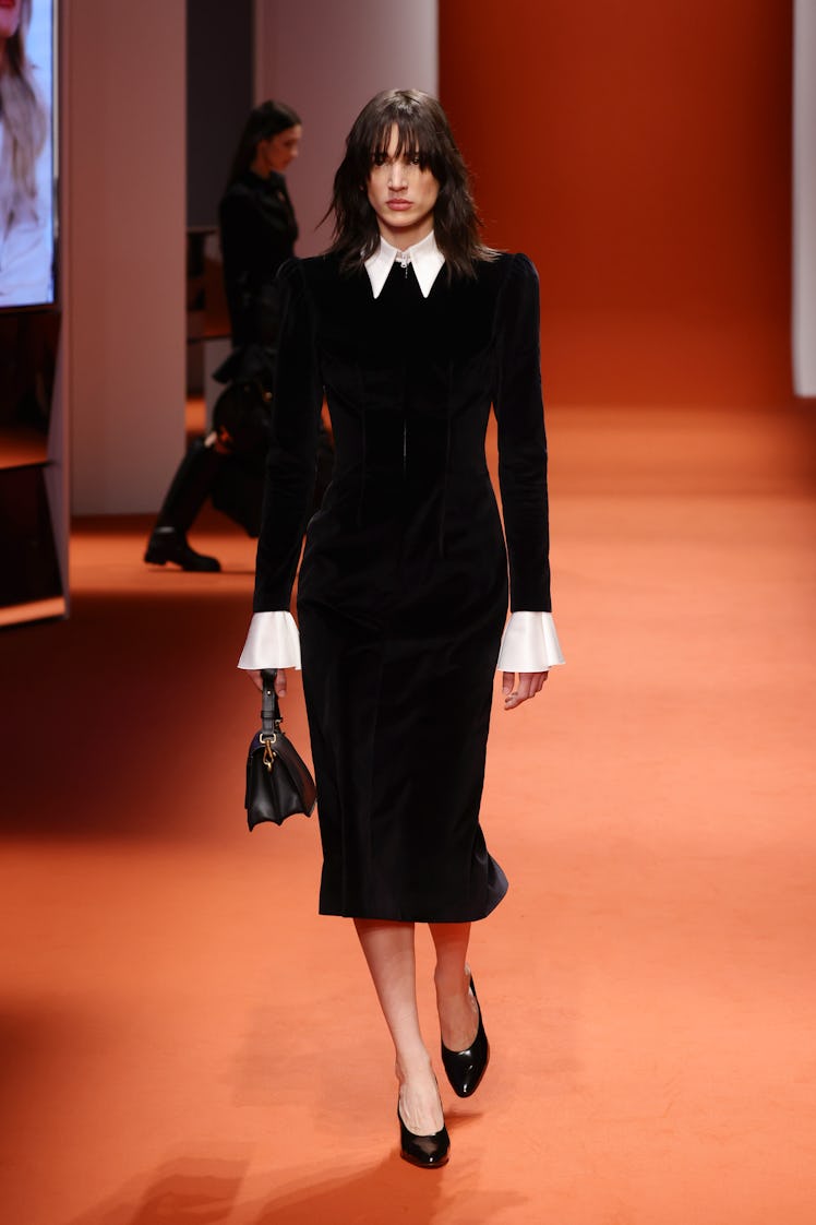A model walks the runway at the Tod's fashion show during the Milan Fashion Week Fall/Winter 2022/20...