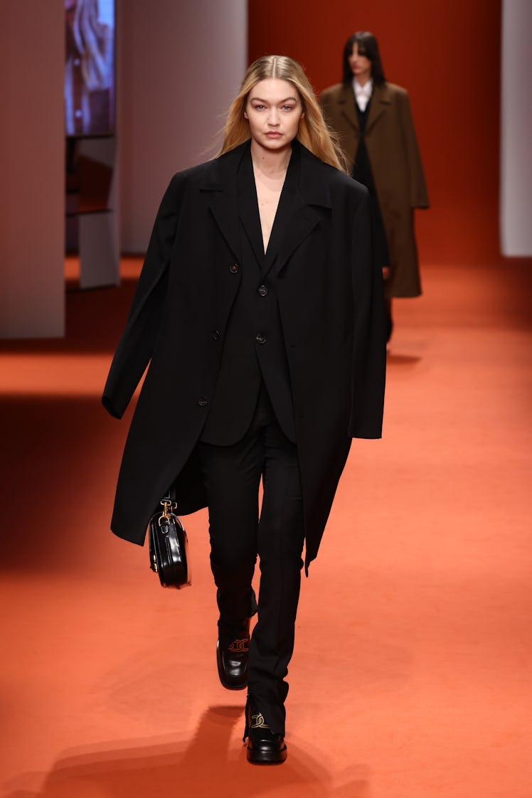 Gigi Hadid walks the runway at the Tod's fashion show during the Milan Fashion Week Fall/Winter 2022...