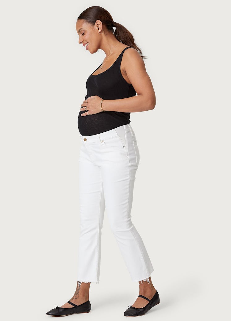 maternity wardrobe white maternity jeans