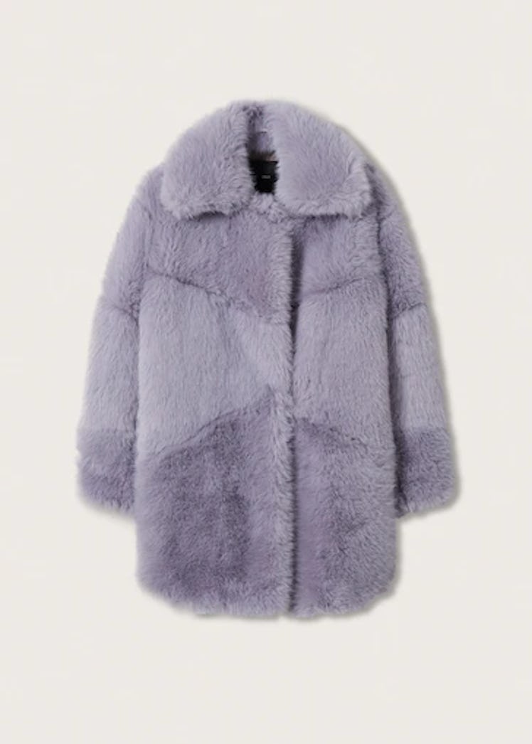 Mango's light purple Oversize Faux-Fur Coat.