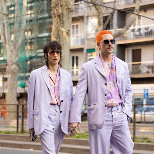 Marta Sanchez Castaneda and Elbio Bonsaglio Milan Fashion Week Fall/Winter 2022 street style