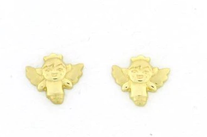 Gold Angel Earrings are the best hypoallergenic baby earrings with safety backs