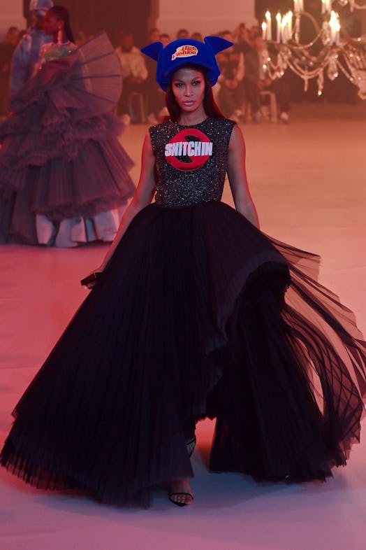 Joan Smalls walks in the Off-White Fall/Winter 2022 runway show.