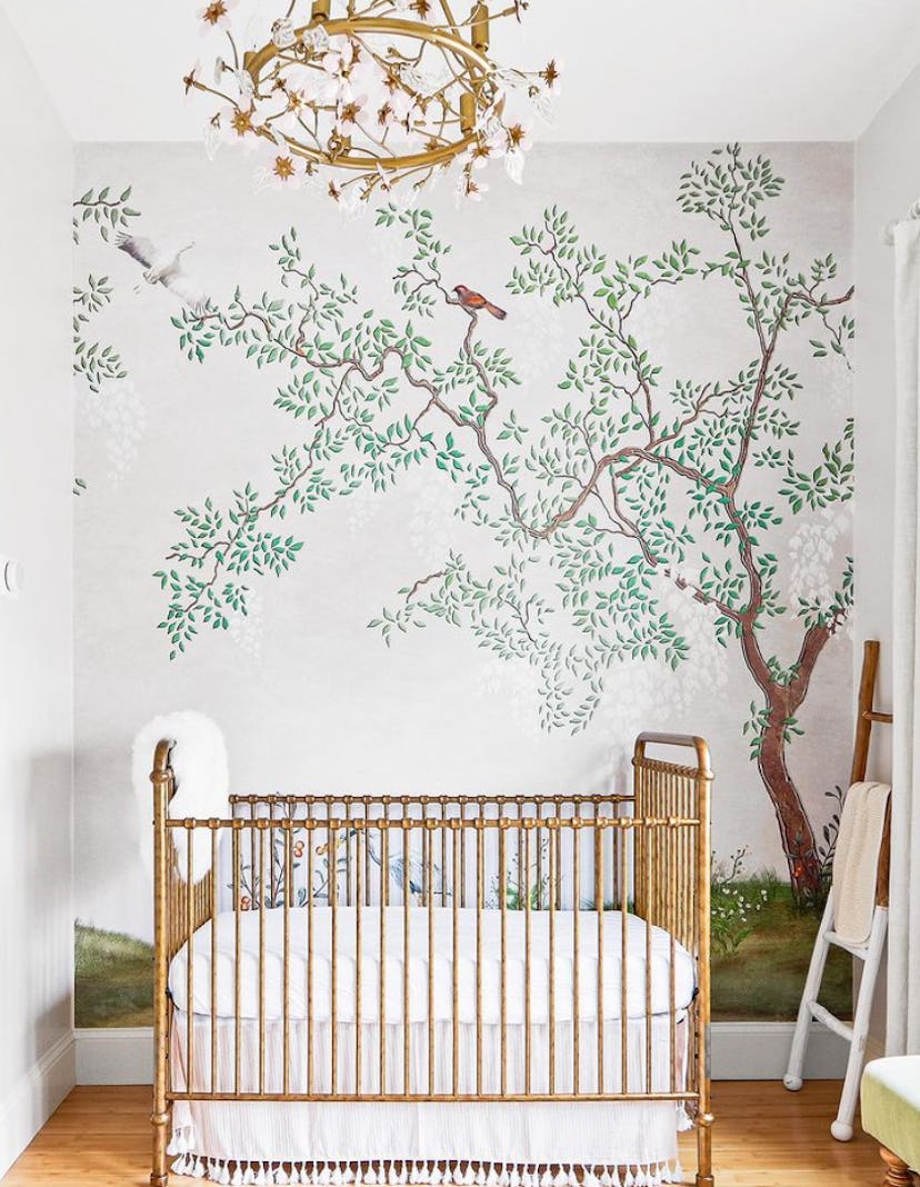 Baby girl nursery with nature theme