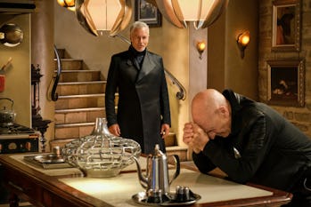 John de Lancie as Q and Sir Patrick Stewart as Jean-Luc Picard in Star Trek: Picard Season 2 Episode...