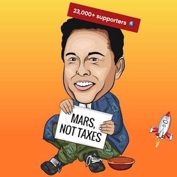 Elon's Tax illustration promo on website
