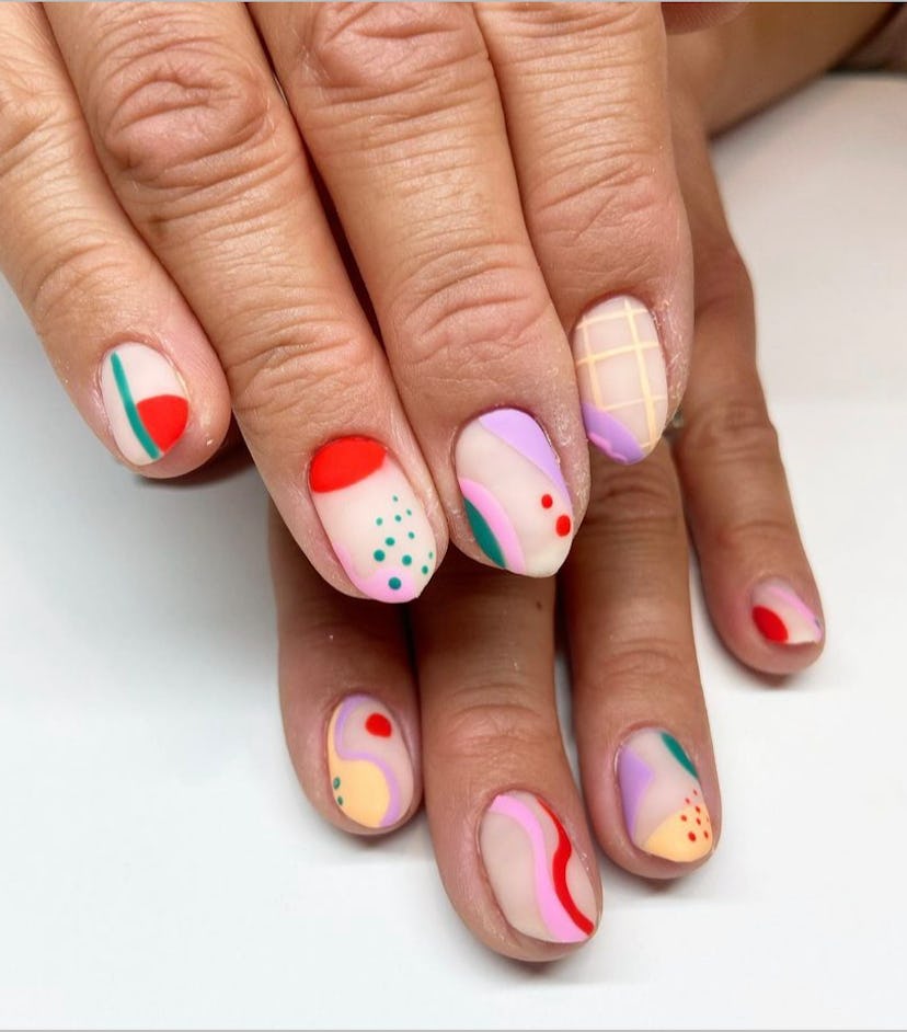matte nails in fun designs for spring