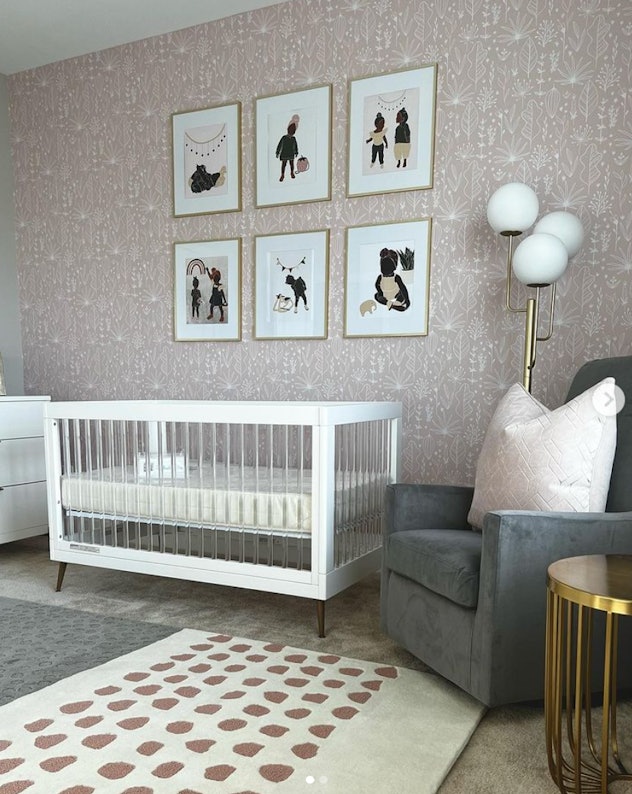 Baby girl nursery with gold accents