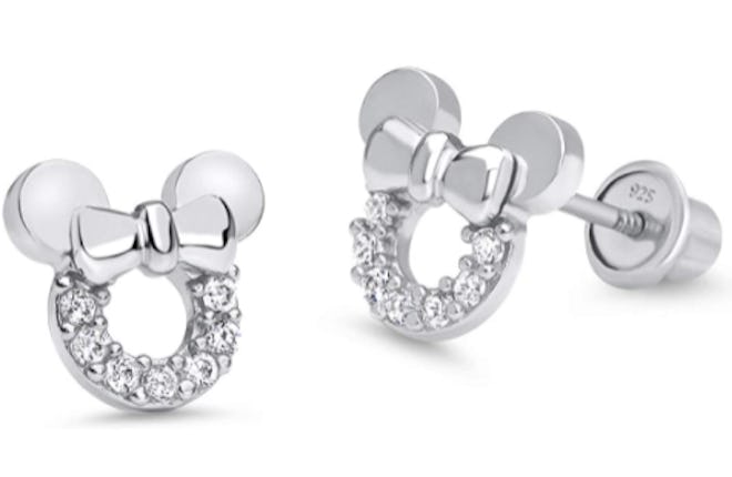 Minnie Earrings are great hypoallergenic baby earrings with safety backs