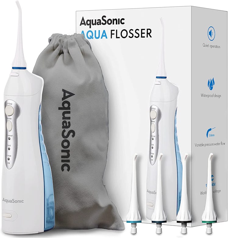 Aquasonic Rechargeable Water Flosser with 4 Tips