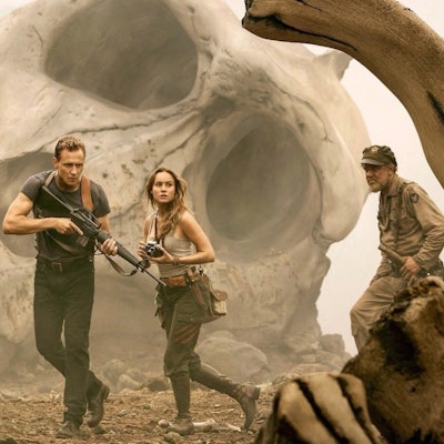Brie Larson and Tom Hiddleston in a "Kong: Skull Island" movie scene