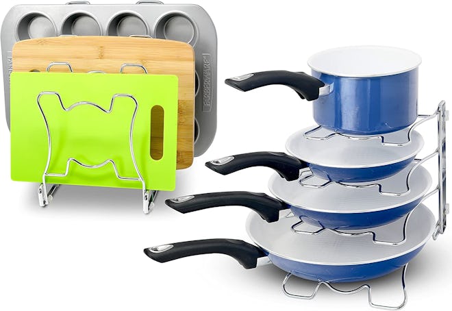 Simple Houseware Kitchen Cabinet Pan and Pot Organizer Rack (2-Pack)