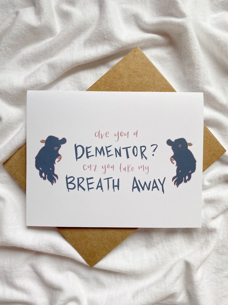 This Dementor card is part of the 'Harry Potter'-themed Valentine's Day cards on Etsy. 