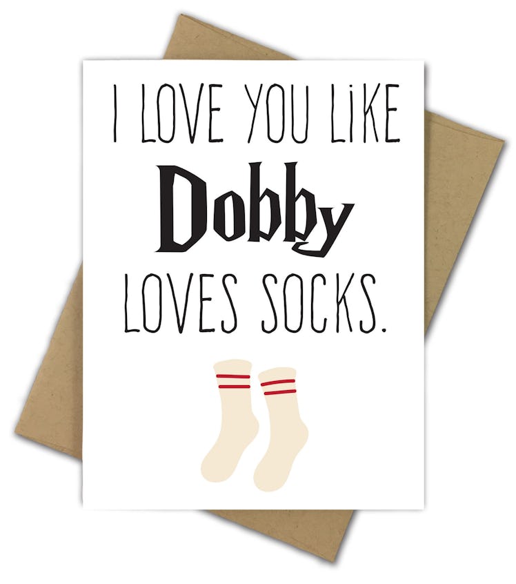 This Dobby card is part of the 'Harry Potter'-themed Valentine's Day cards on Etsy. 