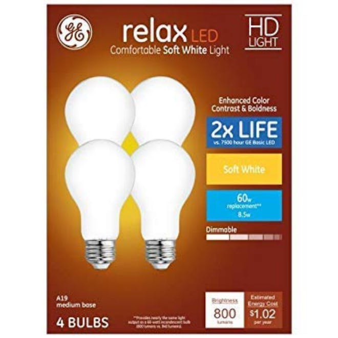 GE Relax Dimmable Warm White Light Bulbs (4-Pack)