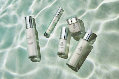 Five Macrene Actives skin care products on the bottom of sea