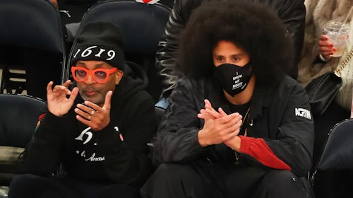 NEW YORK, NY - FEBRUARY 02: Director Spike Lee and Colin Kapernick sit courtside on February 2, 202...