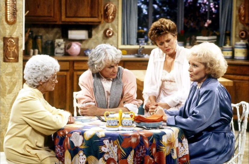 Betty White, Bea Arthur, Rue McClanahan, and Estelle Getty aka The Golden Girls portrayed women past...