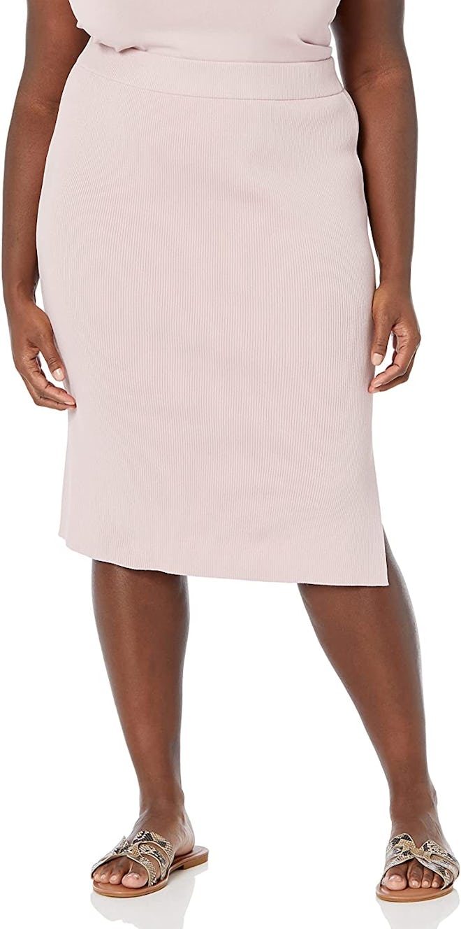 The Drop Vera Slit Midi Sweater Skirt