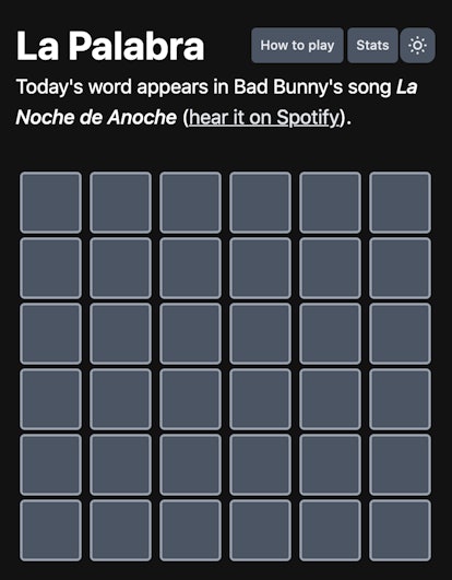 screenshot of bad bunny themed wordle, another game like wordle.