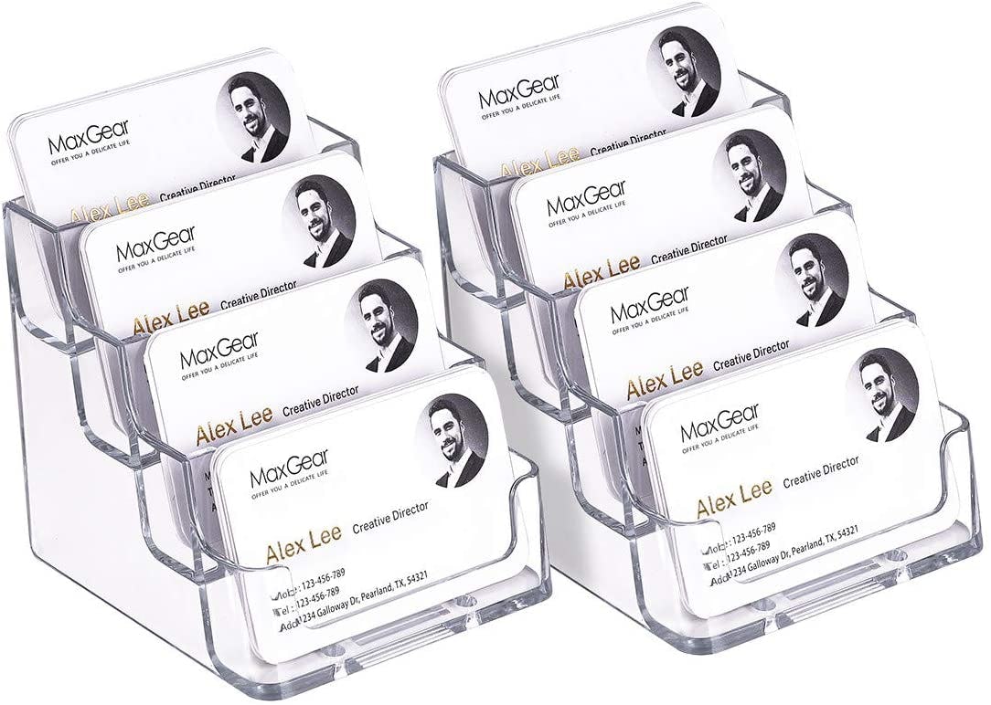 MaxGear Clear 4-Tier Business Card Holder (2-Pack)