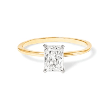 a rectangular brilliant cut diamond engagement ring