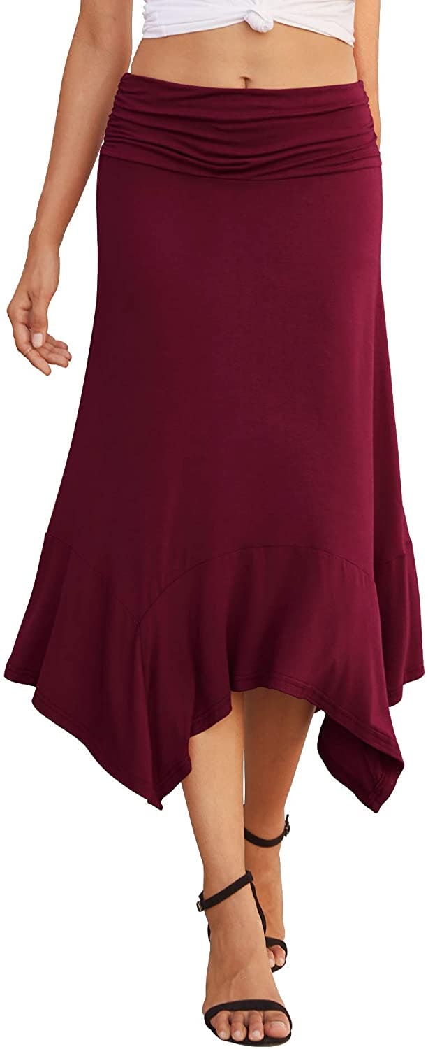 PrinStory Handkerchief Hemline Midi Skirt