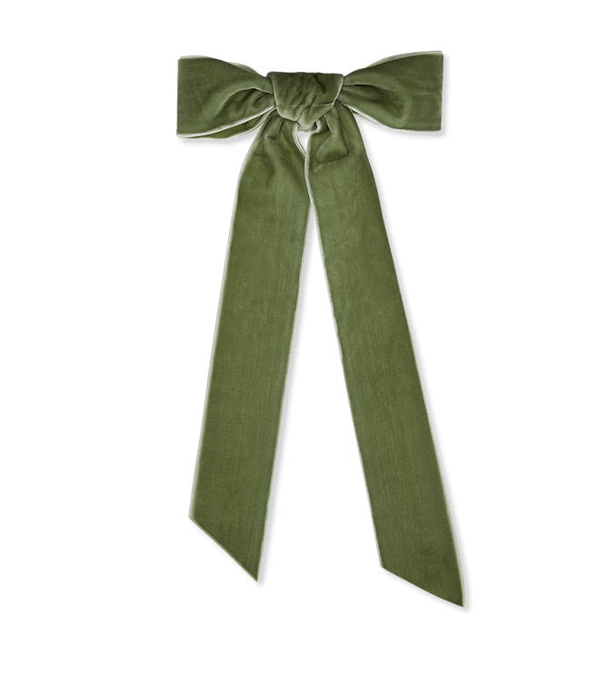 Velvet Bow Slide Moss Green