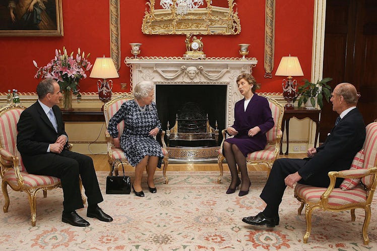The Queen meeting with the Irish president at Hillsborough Castle