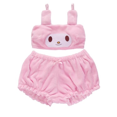 Japanese Puppy Bunny Ears Plush Embroidery Detachable Fuzzy Ball Pajamas Set