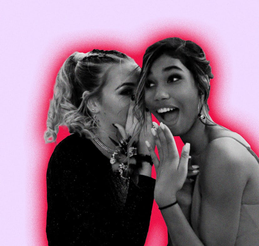 BFFs Elle Ostapuk and Kenna Dressel telling secrets.