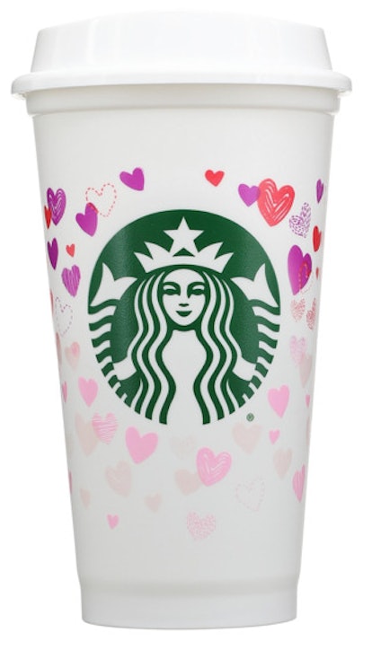 Starbucks Valentines Day Reusable Cup Set - 6 Pack Holiday Set Pink Purple